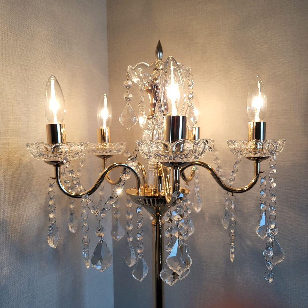 <Coin>【ほぼ新品】ゴールドクリスタルフロアランプ