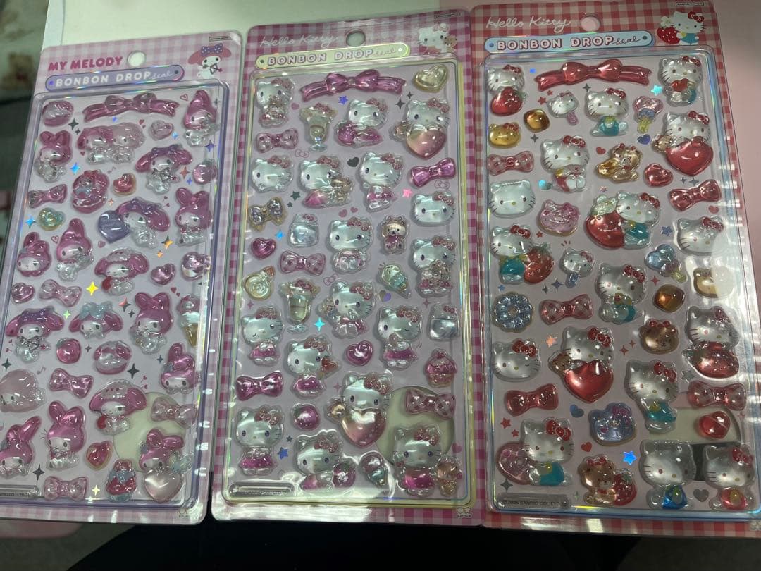 キティちゃんマイメロディ ボンボンドロップシール 3シートセット