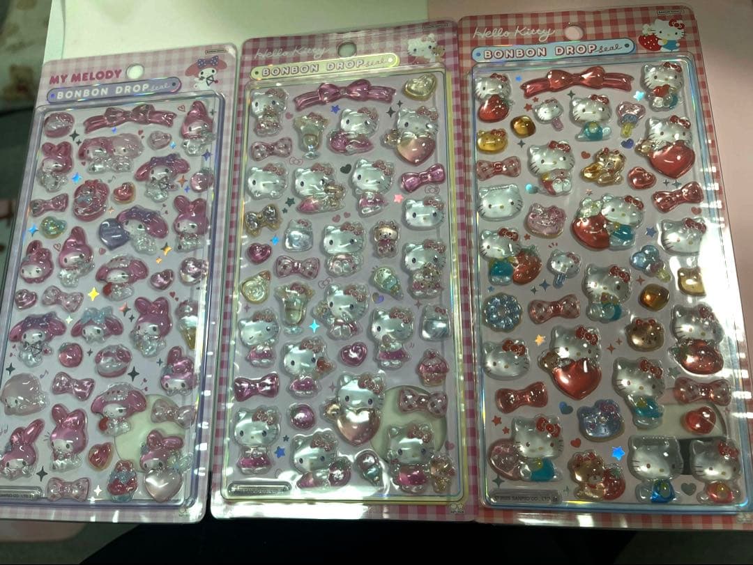キティちゃんマイメロディ ボンボンドロップシール 3シートセット