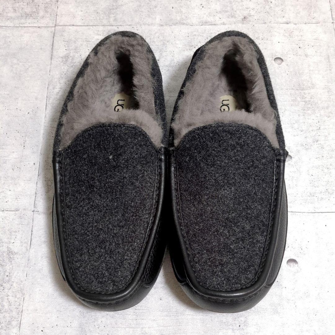 未使用級　UGG　ASCOT　アグ　アスコット　レザー切り替え　スリッポン