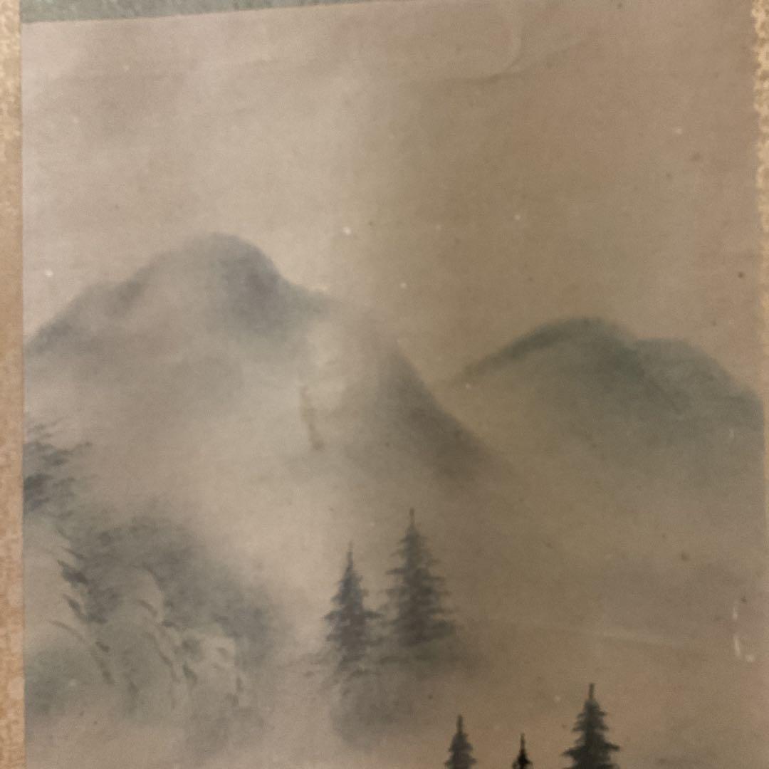 紙本 彩色画風景図 作者不詳 落款印譜在 桐箱