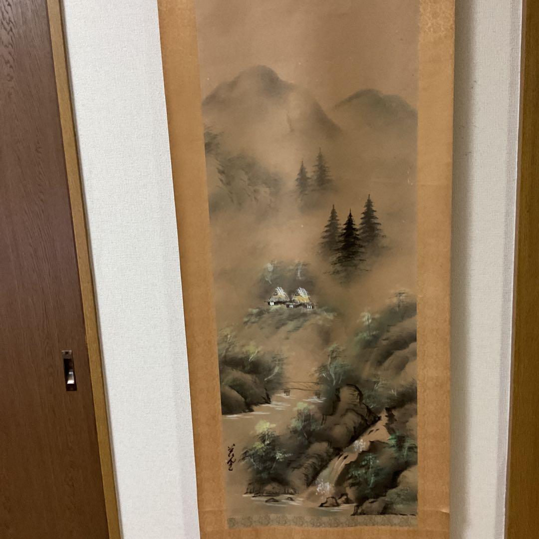 紙本 彩色画風景図 作者不詳 落款印譜在 桐箱