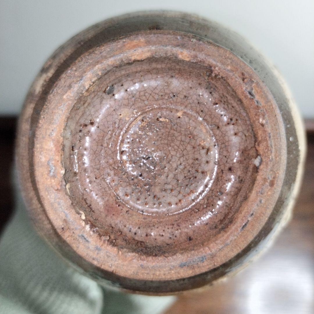 李朝　刷毛目鉄絵　徳利　酒器　口にカケあり