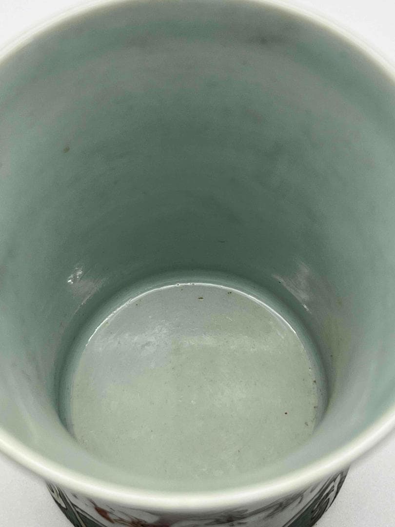 清康熙時代 粉彩 紅綠彩龍文筆筒 文房具 名品珍品　唐物　古賞物(E-52)