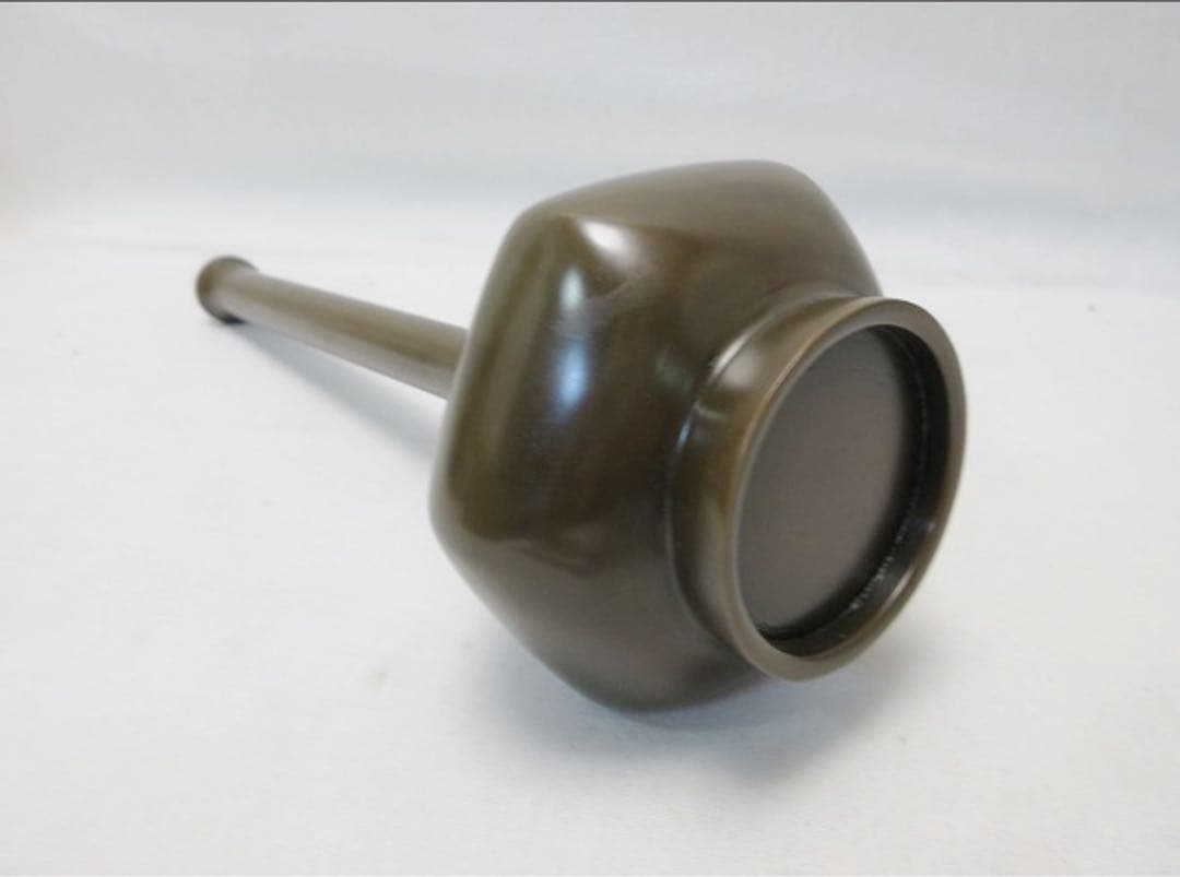 未使用 華道具 三代 上川宗伯作 唐銅亀甲鶴首花瓶一輪挿 重さ約 0.8kg共箱