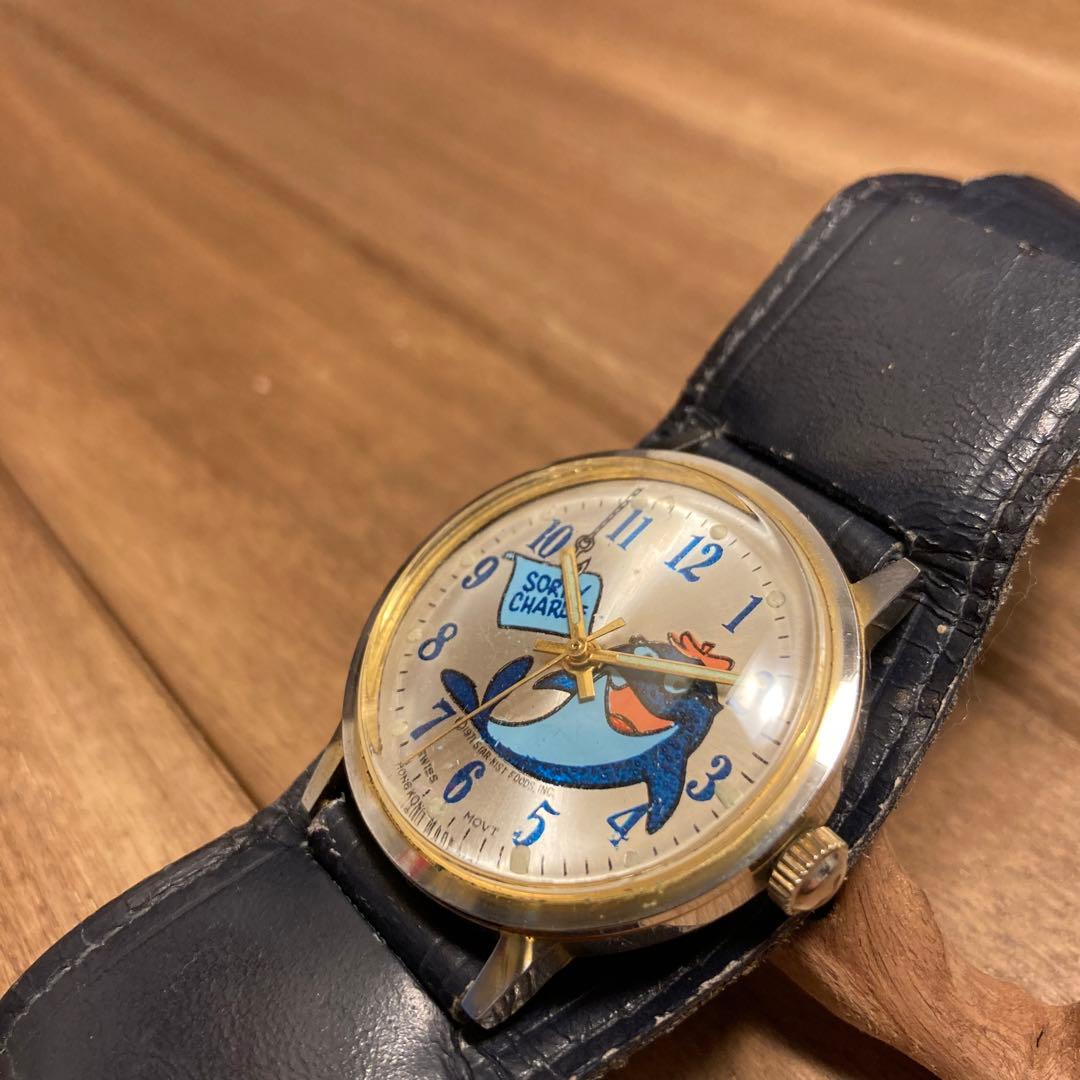 ビンテージ チャーリーザツナ 手巻き腕時計 レザーベルト USAアドバタイジング