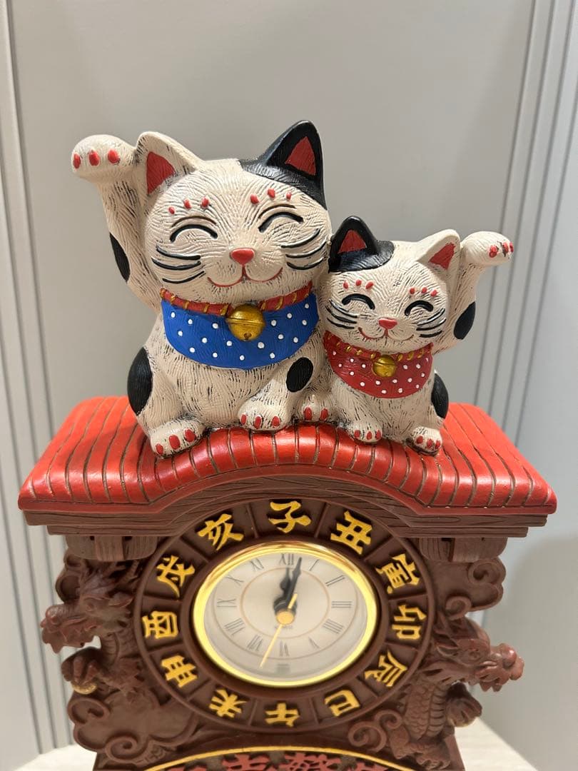 【レア】招き猫　振り子時計　セトクラフト