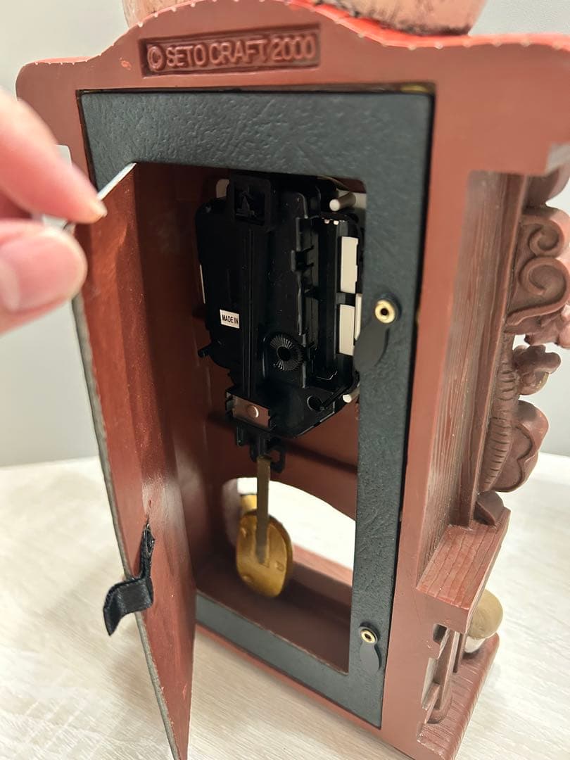 【レア】招き猫　振り子時計　セトクラフト