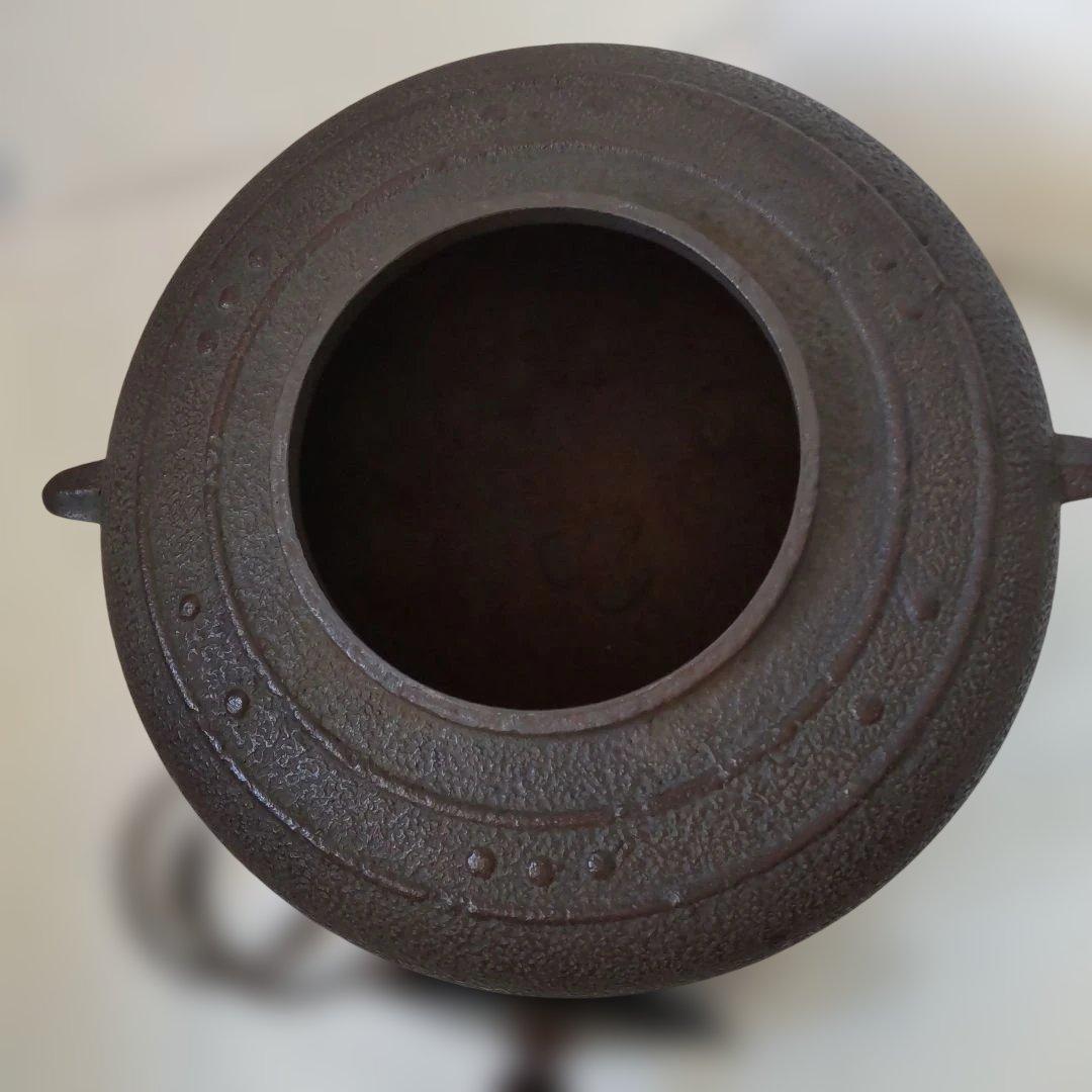 茶釜 釜師 人間国宝 高橋敬典 造 萬代屋釜 釜環付き 共箱 栞 茶道具 美品