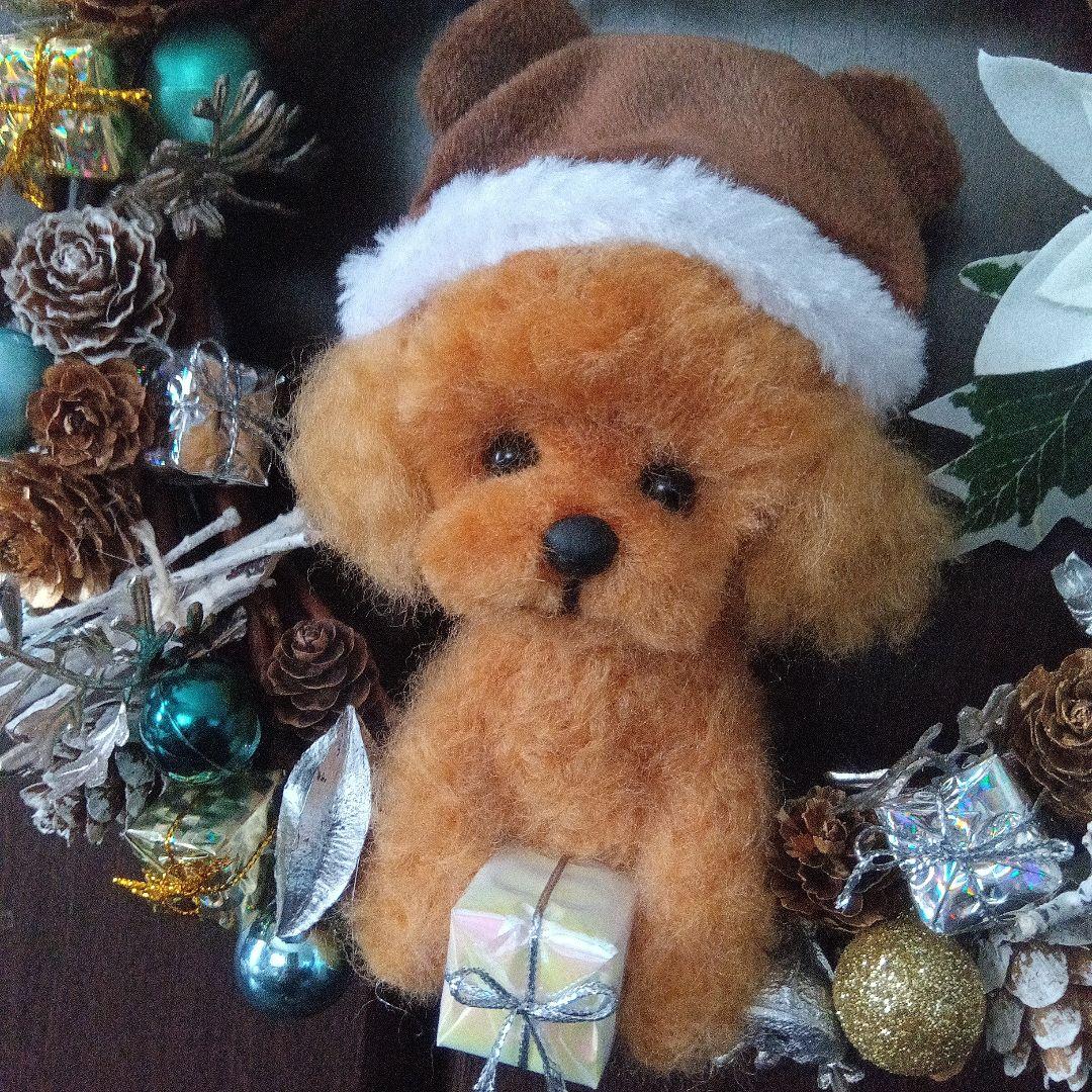 羊毛フェルト　トイプードル　クリスマスリース　２点　momonga0401