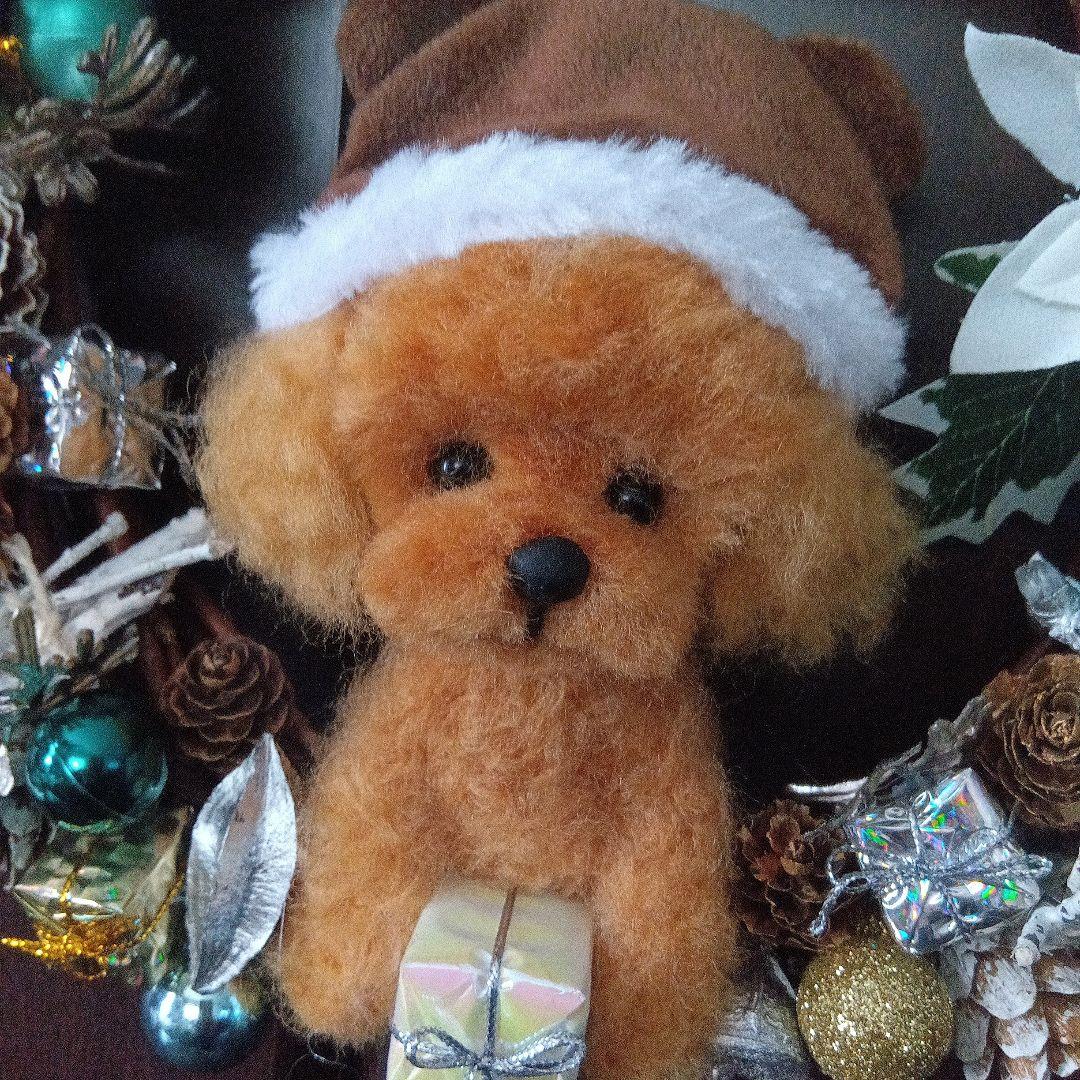 羊毛フェルト　トイプードル　クリスマスリース　２点　momonga0401