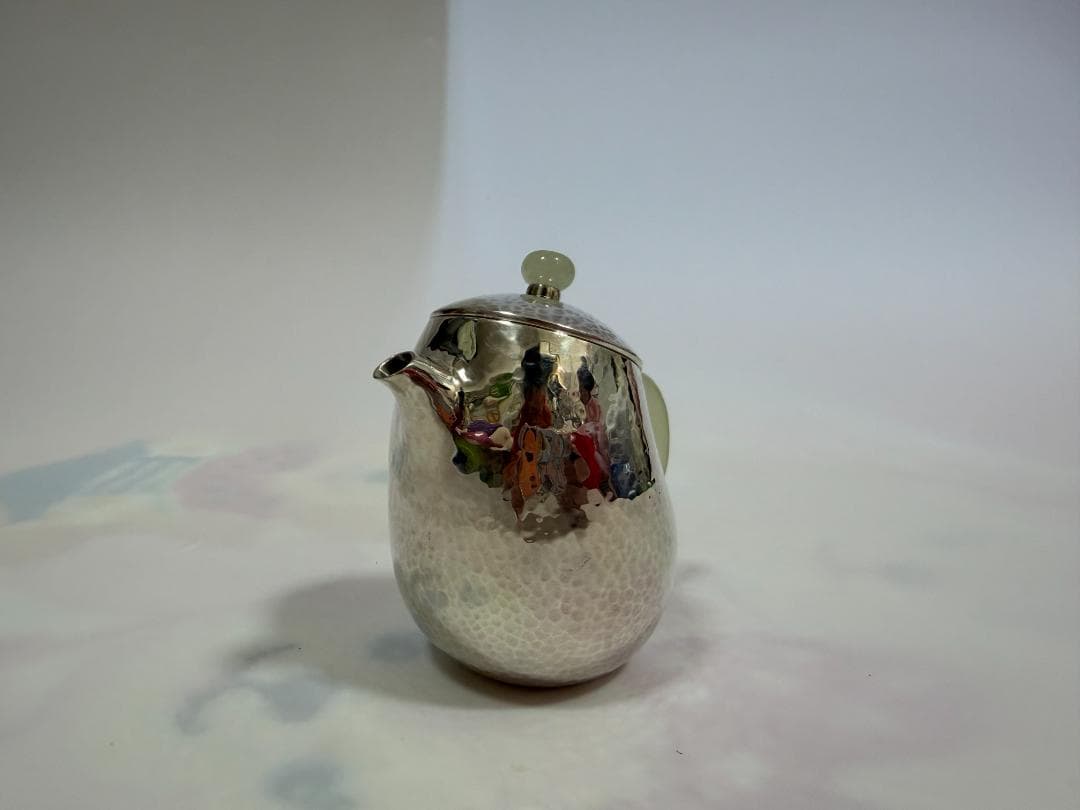 純銀製 玉石取っ手 急須 銀瓶 煎茶道具