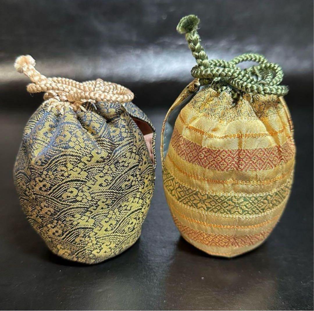 小代焼 肩衝 茶入/替仕服付！花文浮織 万代屋『近重治太郎』造！共箱/仕覆/栞付