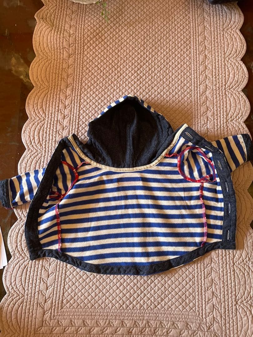 アトリエgg フード付きストライプワンピース