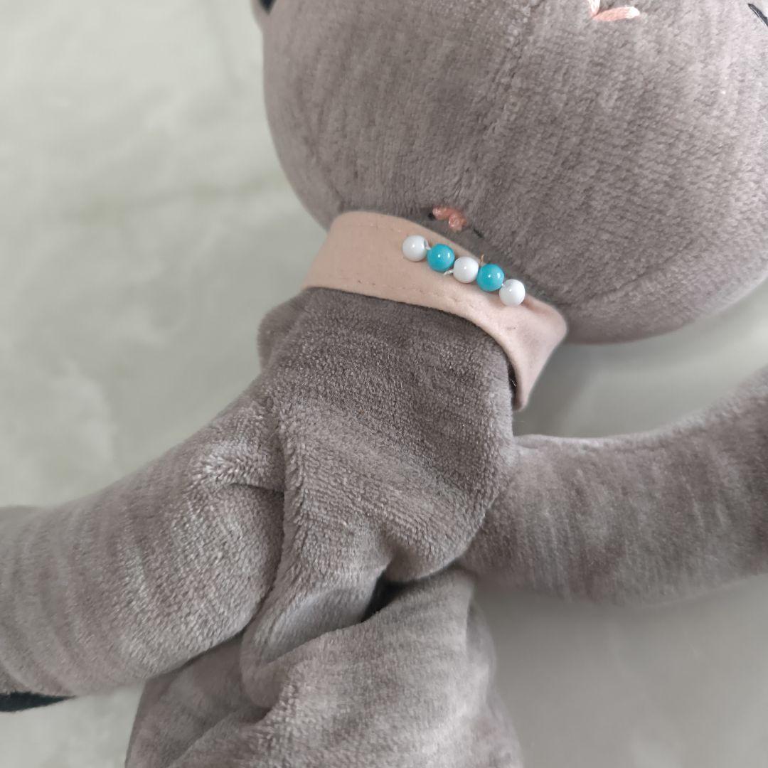 レア　ぬいぐるみ　モンスイユ　猫　ねこ　グレー　シャム猫　手にハートのワッペン