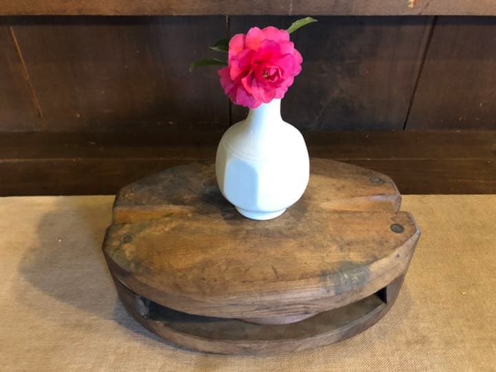 ⭐️超希少／レア／昭和レトロ／大型木製船滑車／欅滑車／赤欅／什器／ディスプレー