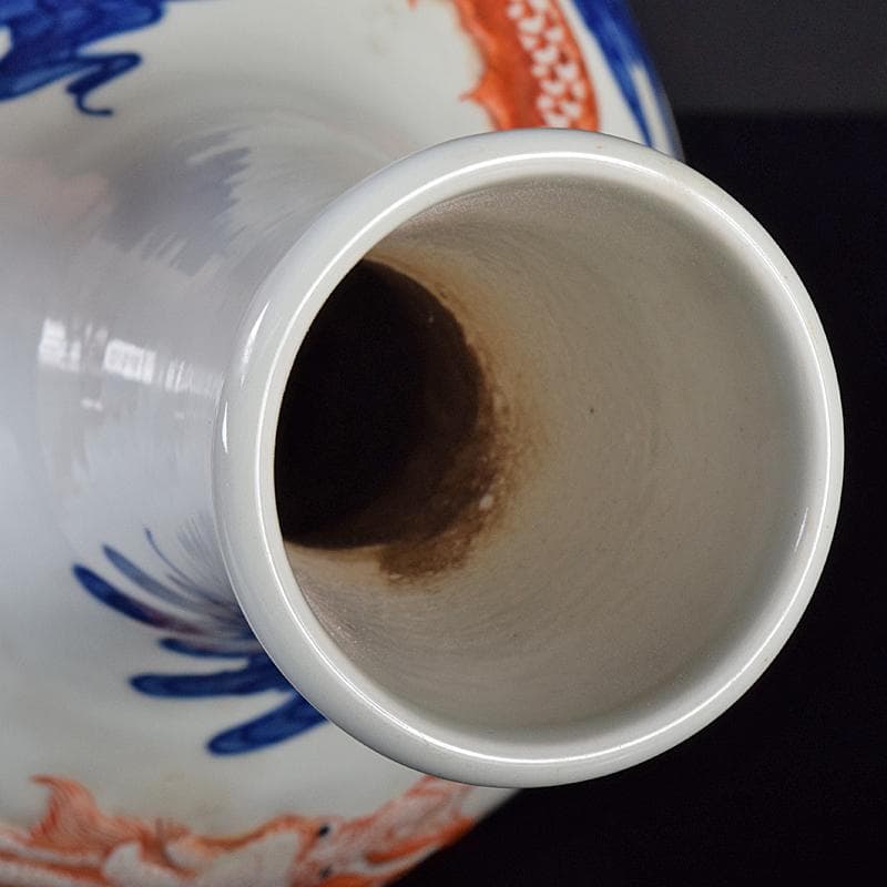 中国　大清乾隆年製款　青花紅釉盛上雲龍文　長顎瓶　M　R8285B