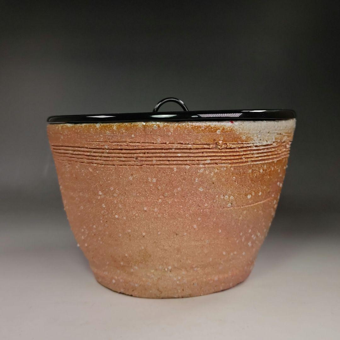 イ518 水指『信楽　広口水指　共箱』『江川拙斎作』茶道具