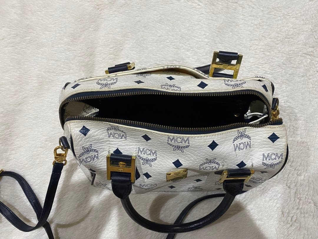 MCM ショルダーバッグ ホワイト/ネイビー