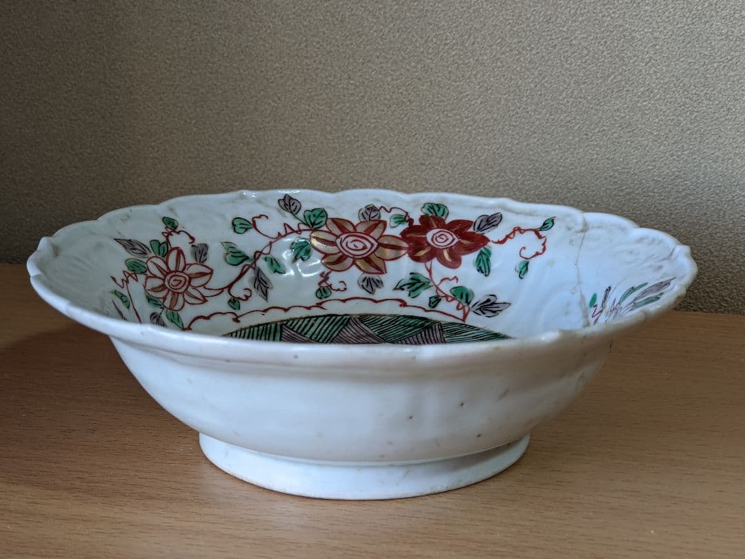 ♦江戸時代 古九谷 希少レア物 珍物 古陶磁 古伊万里 生掛け焼成 輪花皿骨董品