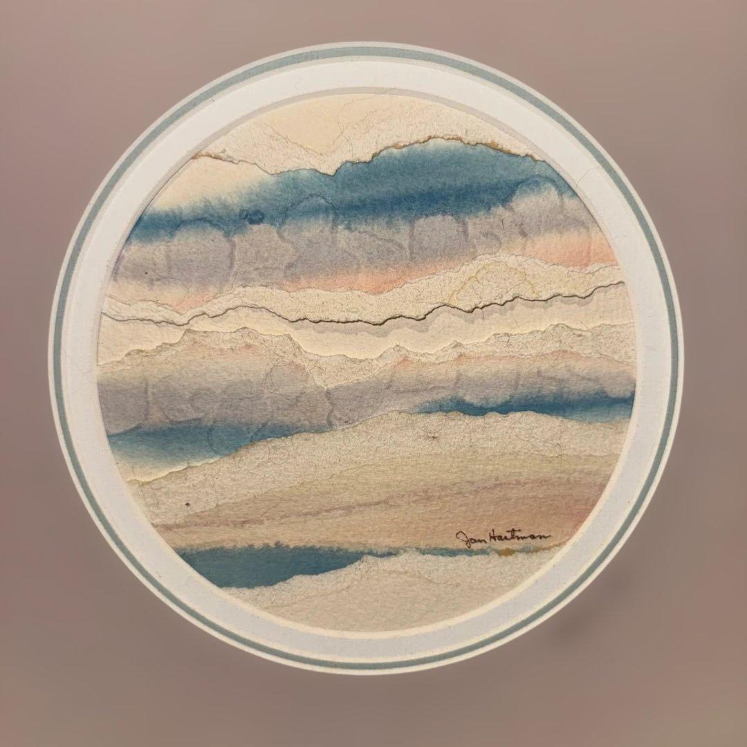 Jan Hartman ヴィンテージ風景コラージュ 水彩 夕焼け　マウイ島 92