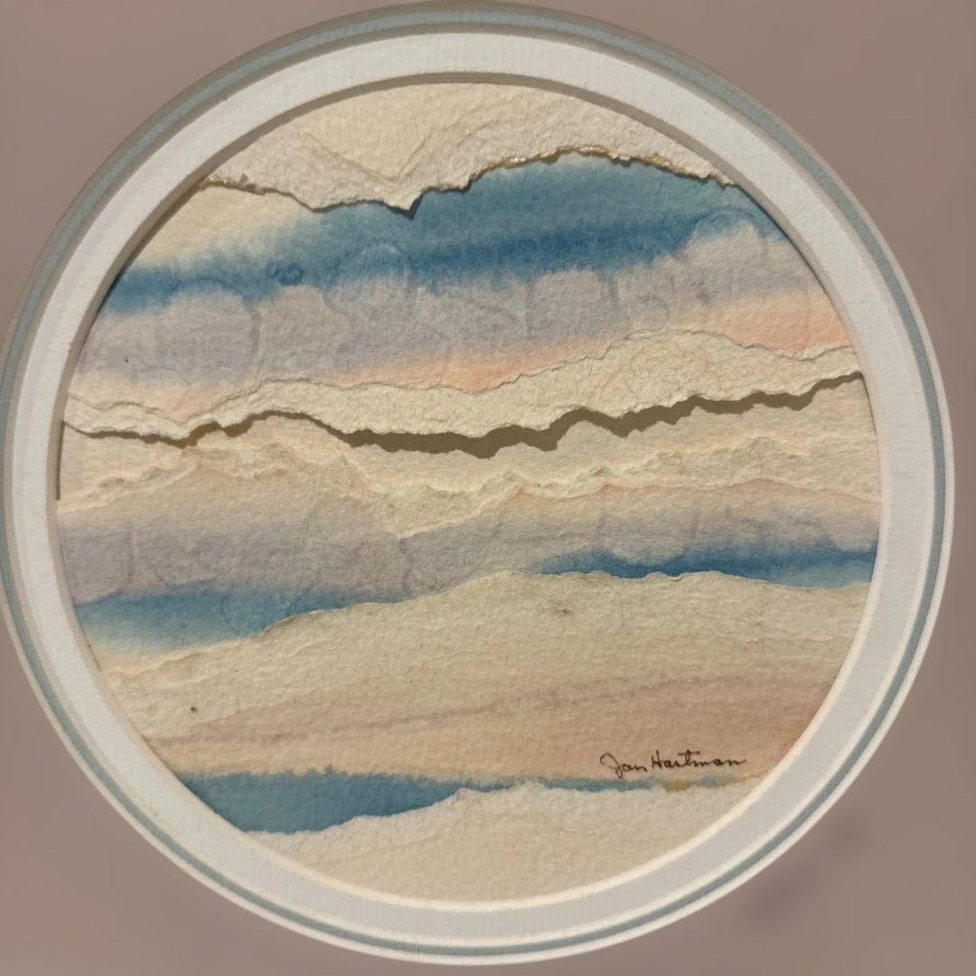 Jan Hartman ヴィンテージ風景コラージュ 水彩 夕焼け　マウイ島 92