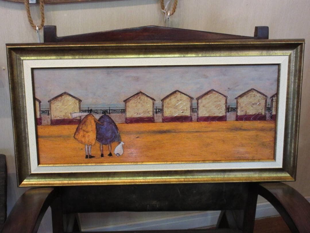 絵　絵画★サムトフト アートフレーム「海の家から海が見える」★ 動物＆癒し