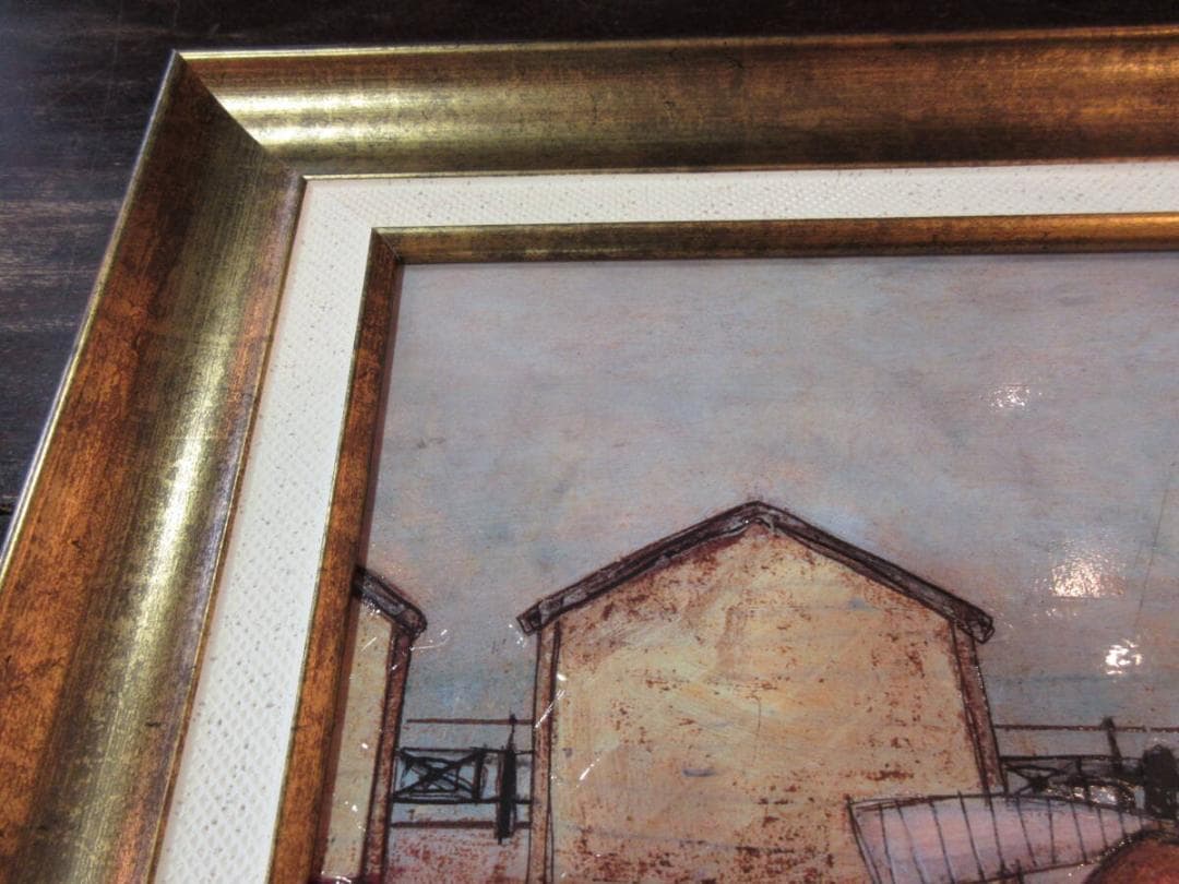 絵　絵画★サムトフト アートフレーム「海の家から海が見える」★ 動物＆癒し