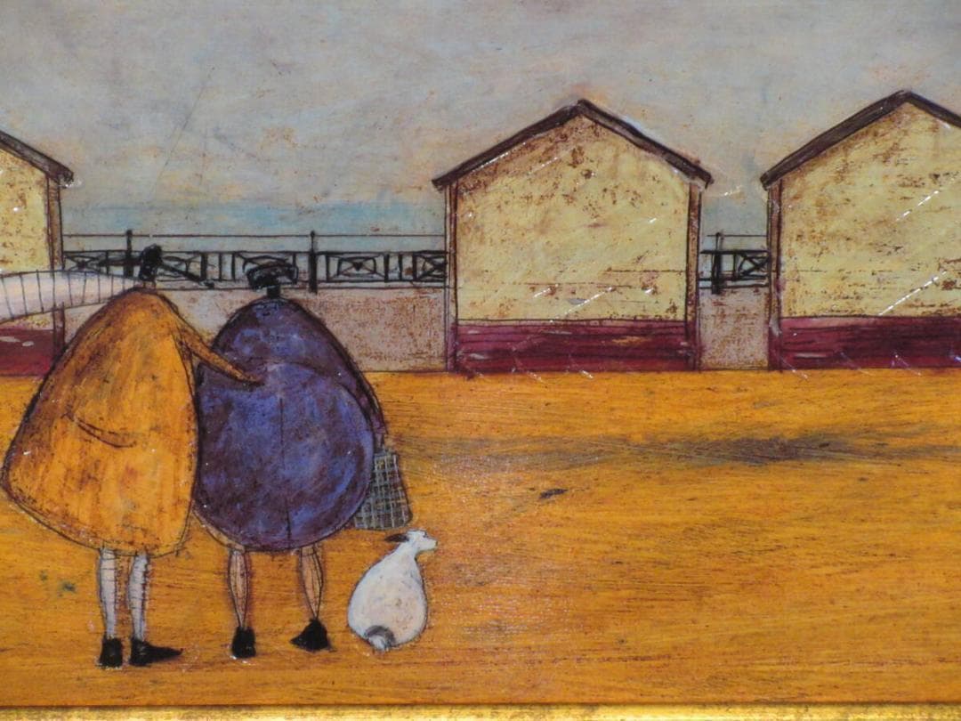 絵　絵画★サムトフト アートフレーム「海の家から海が見える」★ 動物＆癒し