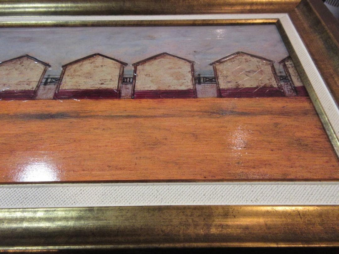 絵　絵画★サムトフト アートフレーム「海の家から海が見える」★ 動物＆癒し