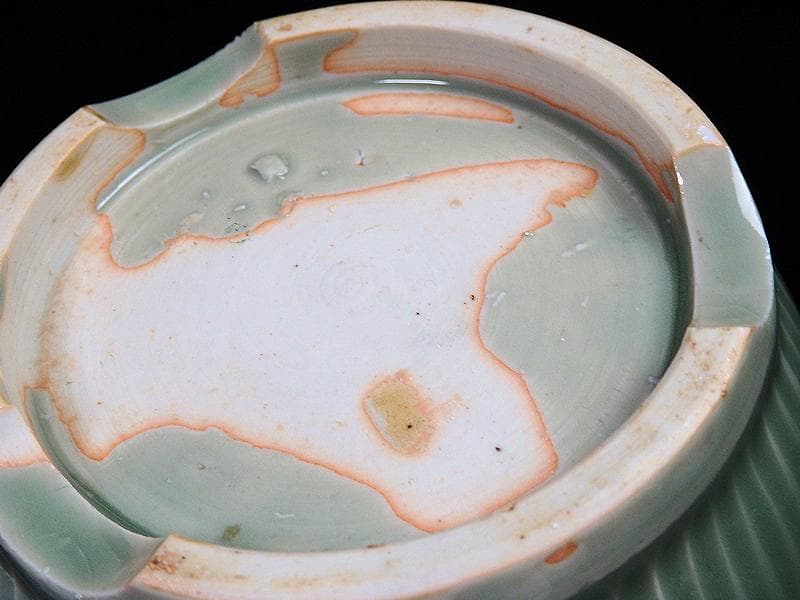 三田青磁　幾何学紋　草紋の図　火入れ　D876AS-Bks