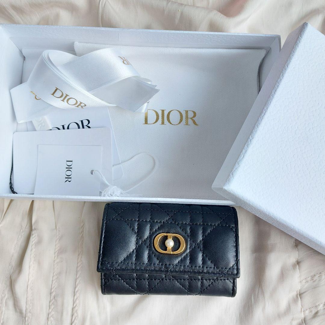 【現行】 ディオール 財布  オールグライシンウォレット 黒 革 パール