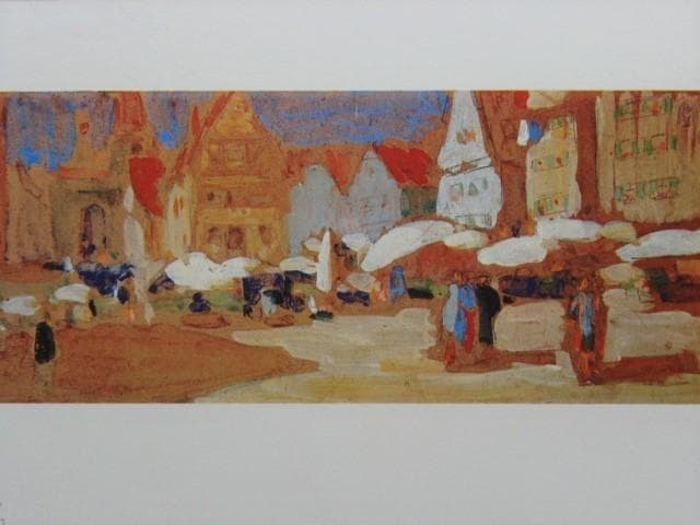 カンディンスキー、「市場」、希少な画集より、 新品高級額装付、巨匠