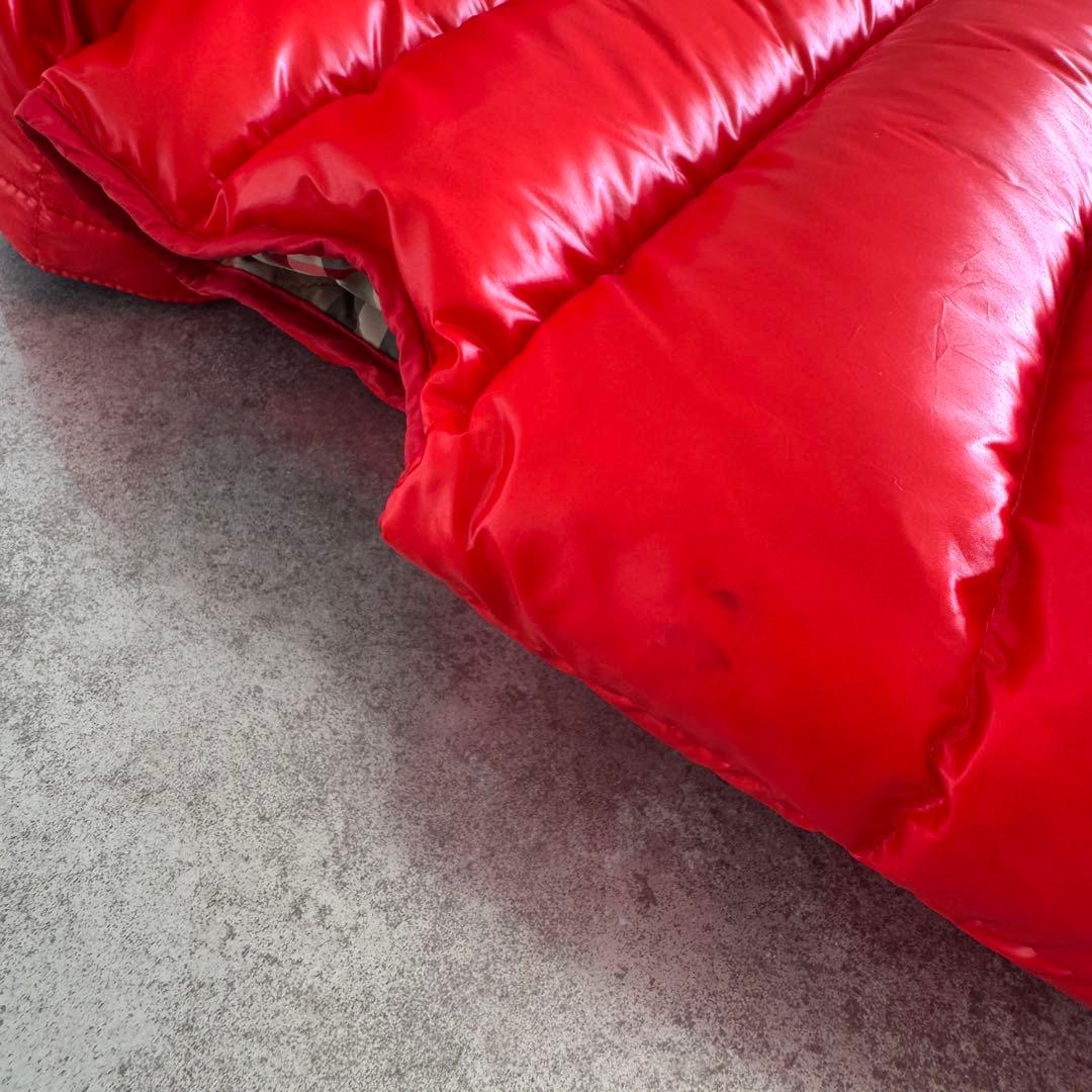 極美品 バーバリー キッズ ダウンベスト 92 赤 フード キッズ