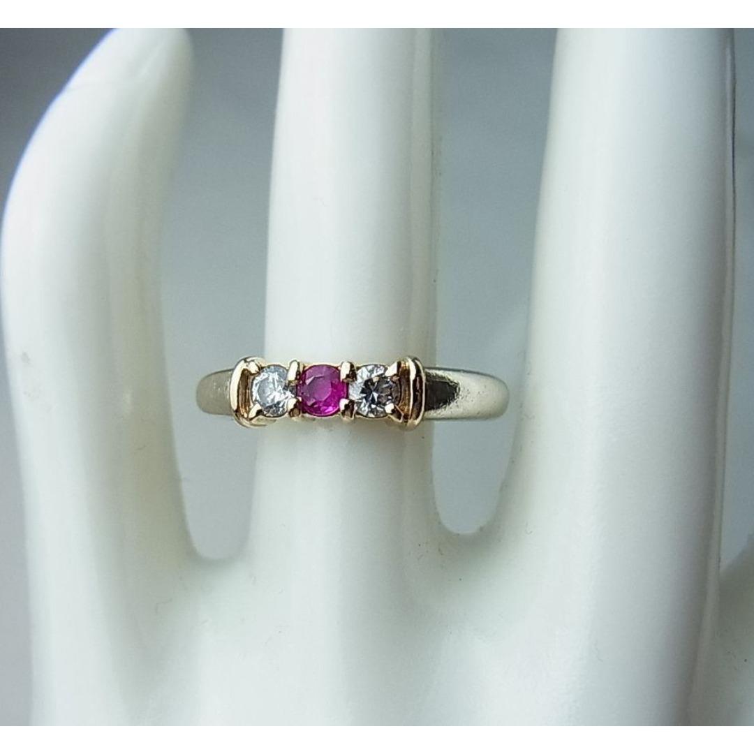 ◎スタージュエリーK14×925xピンクサファイア＆ジルコニアリング約13号