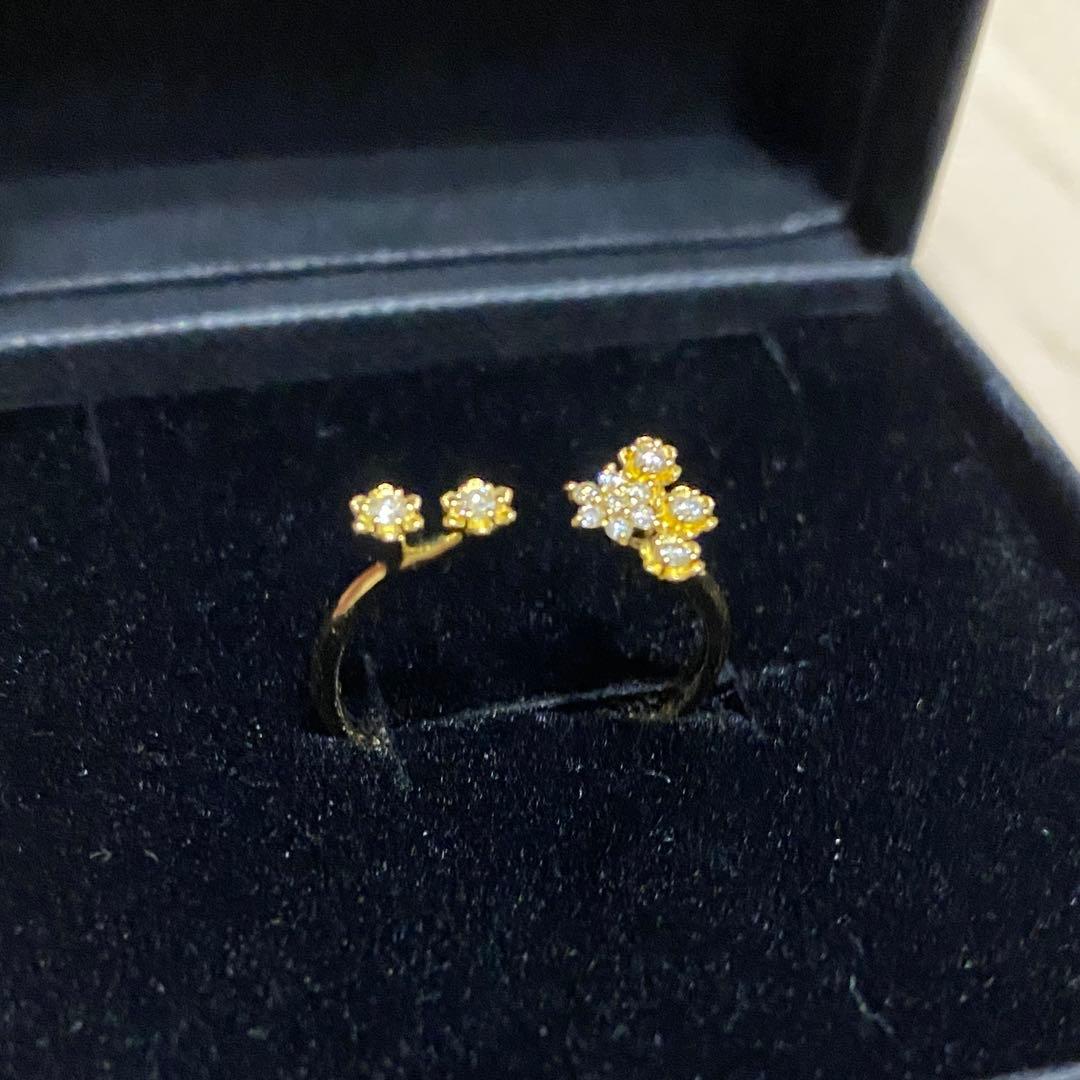 あ*️様 K18YG お花リング　お花オープンリング