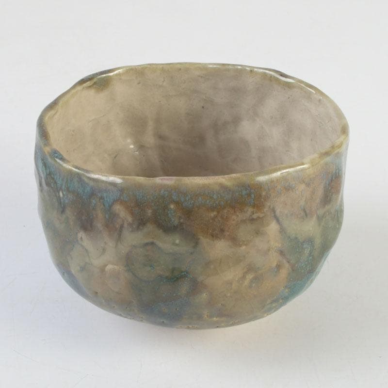 茶道具　琉球焼　壺屋焼　小橋川仁王造　茶碗　共箱　V　9832