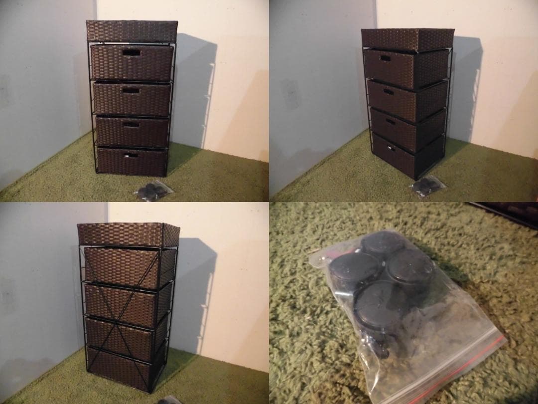 【全国一律送料無料・新品】ラタン風★サニタリー★ランドリーチェストダークブラウン