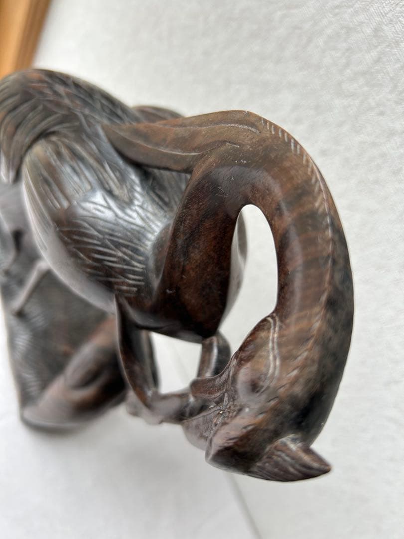 野鳥の彫刻 工芸品 アンティーク 親子 木製鳥彫刻 3羽のデザイン