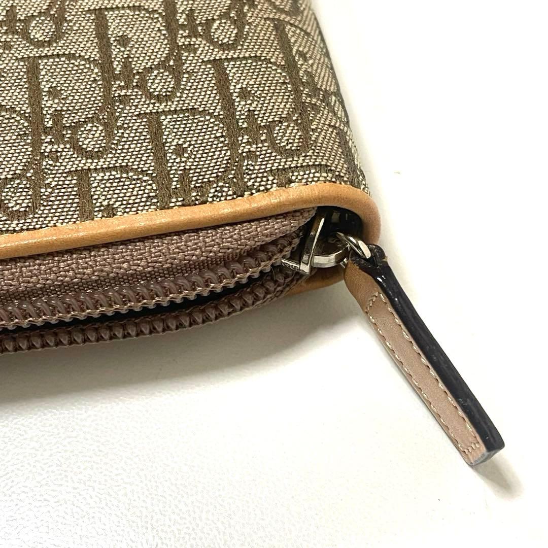 【超美品】Dior ディオール　二つ折り財布　トロッター柄　ブラウン 袋付き