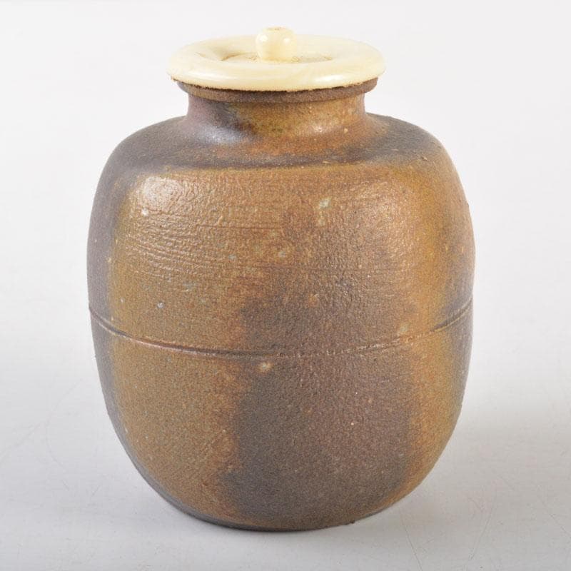 茶道具　備前焼　猪俣政昭作　茶入　仕覆付　共箱　V　6523