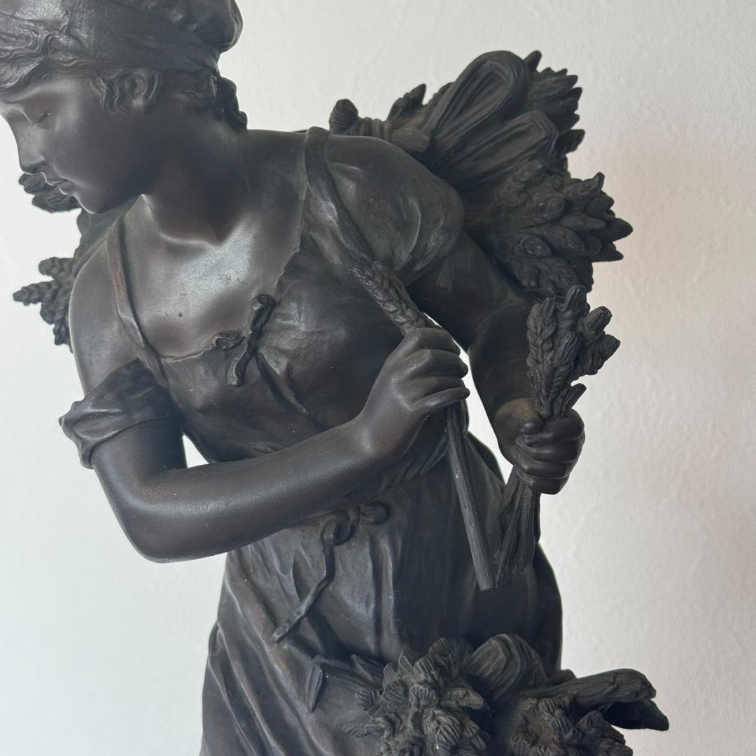 たぬき E◆美女像　ブロンズ　置物　刻印あり　銅製　美品