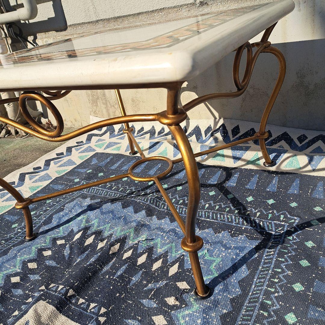 ♡大理石　モザイクタイル天板がおしゃれなアンティーク調 アイアンテーブル♡