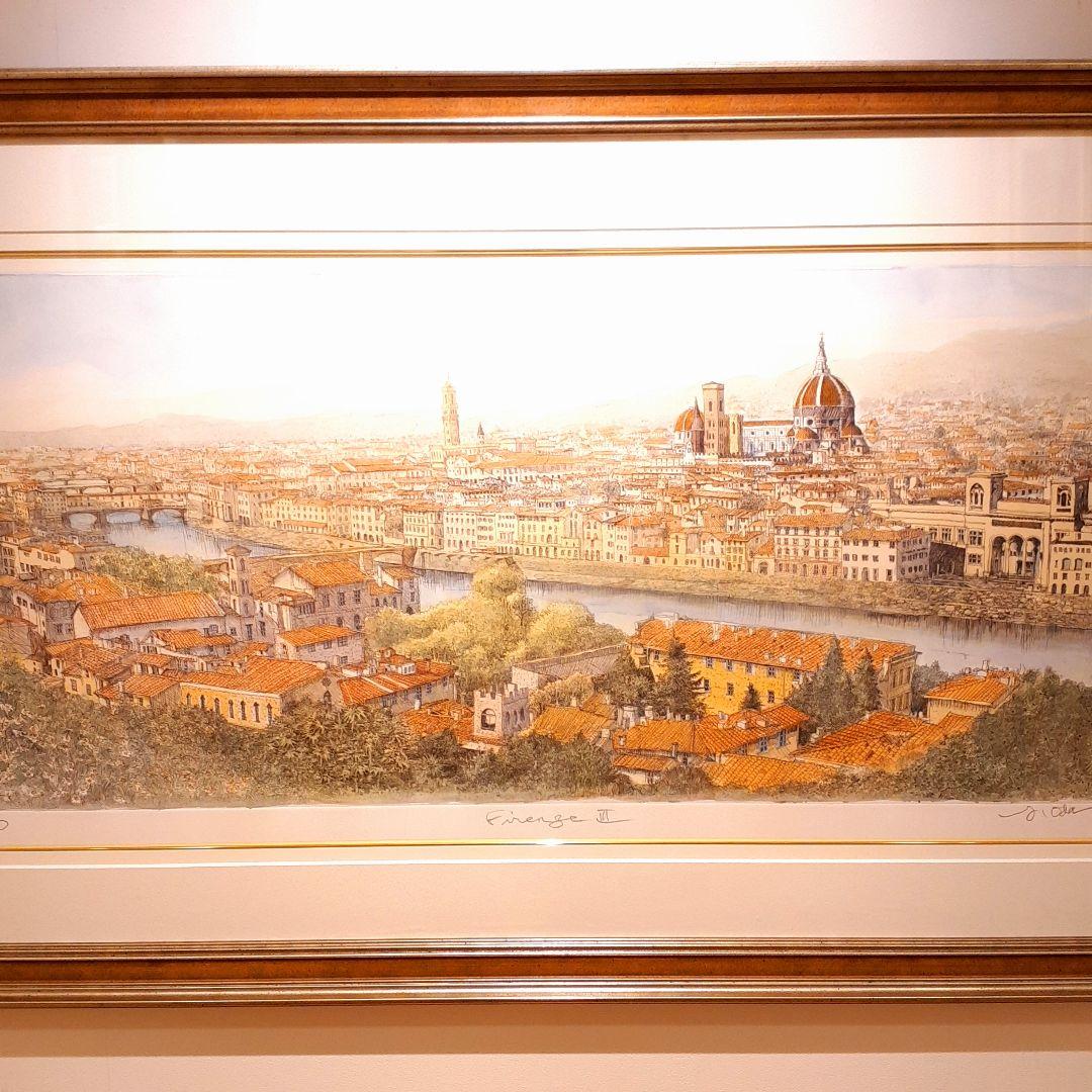 希少　織田義郎作品　172/200　風景画　エッチング技法　手彩　サイン入り