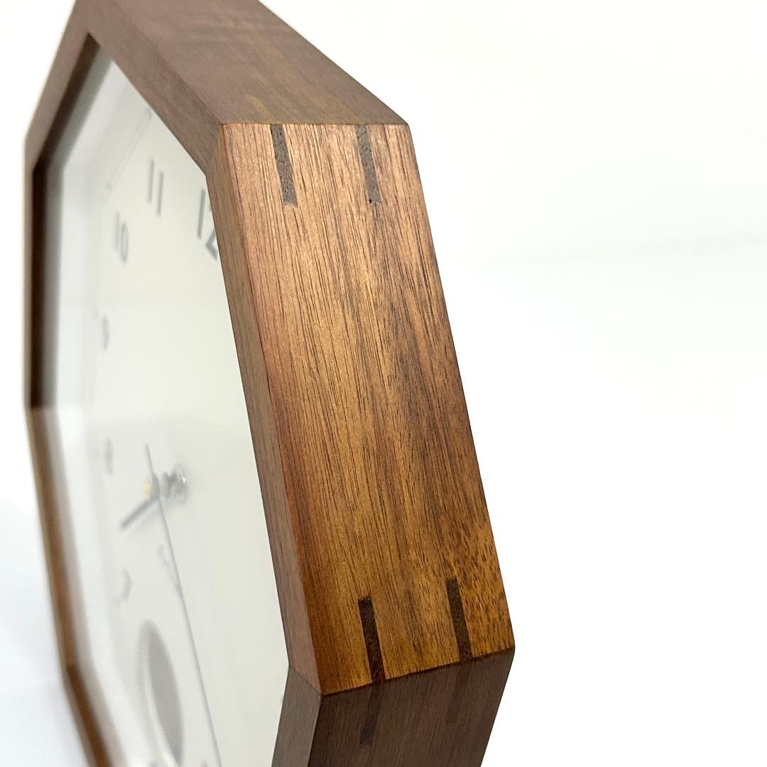 インターフォルム Gorlitz ゲルリッツ 八角 木製 壁掛け時計 ブラウン