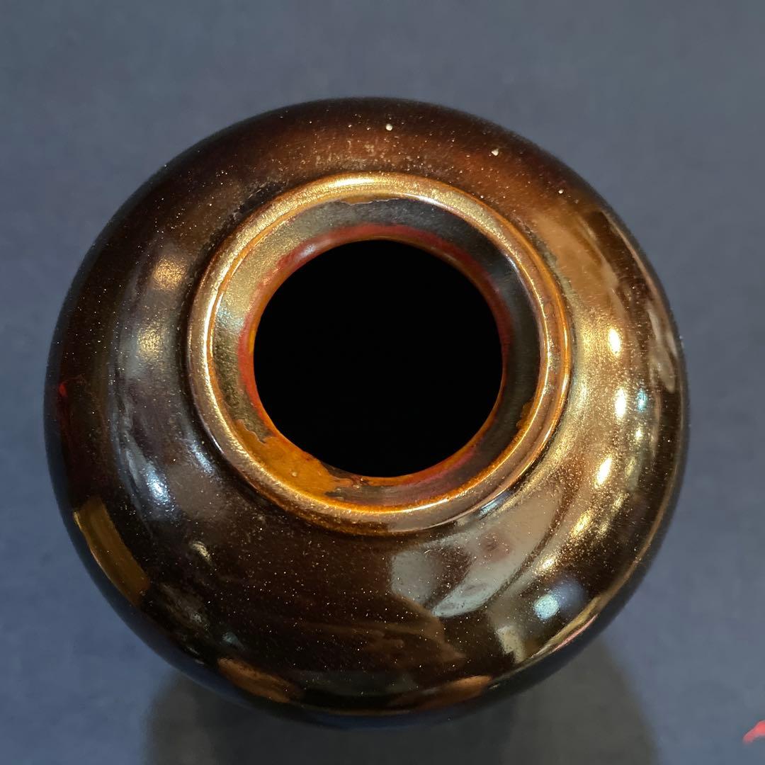 「高岡銅器」の『瓢型 紫銅 花瓶』【凰山】(造)共箱　花器　花入　花瓶