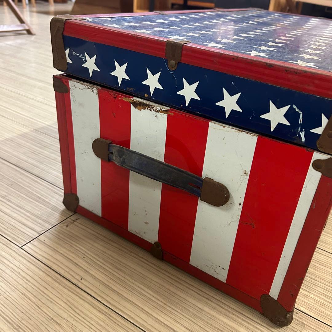 アメリカン　ヴィンテージ　家具　アメリカ国旗　星条旗　トランク　ボックス