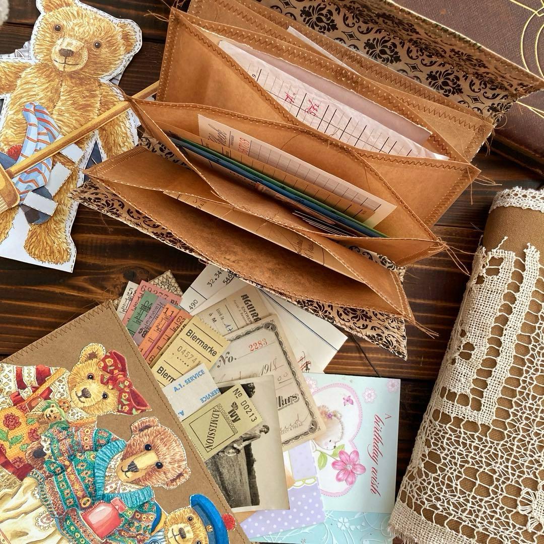 junk journal ジャンクジャーナル雑記帳　蛇腹ファイル　平袋付き