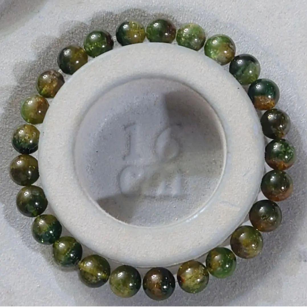 ★(黒狗皐羅！)バイカラーグリーントルマリン 7.5ミリ珠ブレス④(SA)