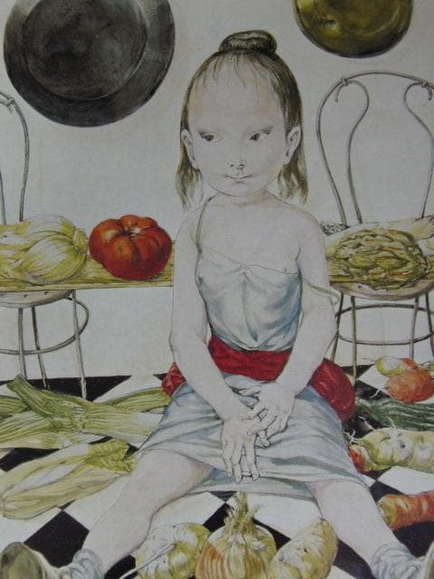 藤田嗣治、【台所】、希少な額限定装用画集より、新品額装付